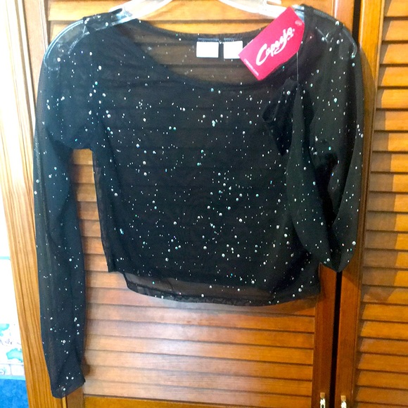 Capezio Tops - Top Crop Mesh Capezio Black Sparkly size Large New